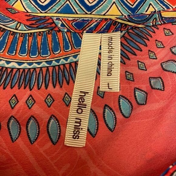 Hello Miss Hot Pink One Shoulder Geometric Print Sheath Dress Sz L - Picture 10 of 13